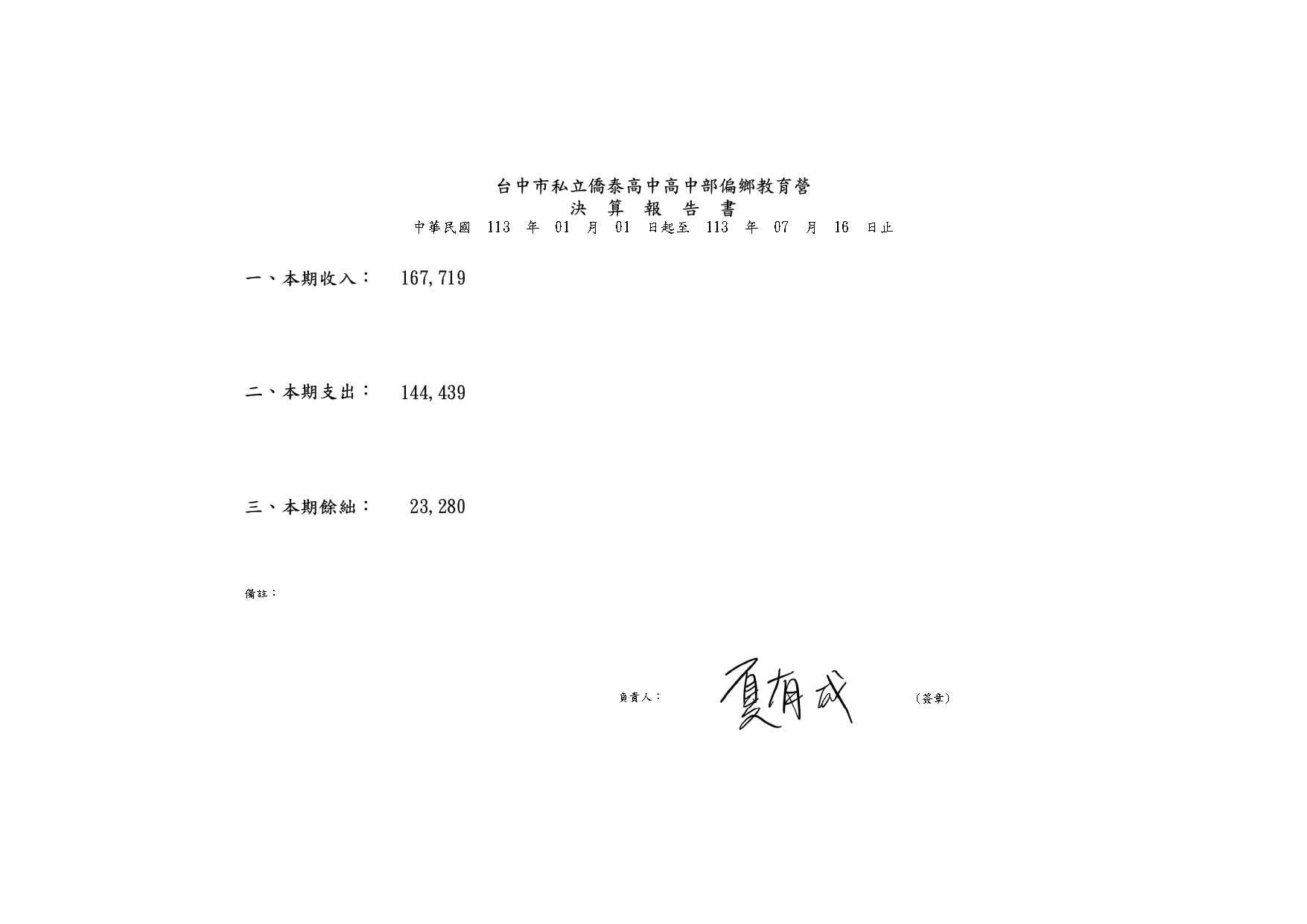 營隊決算報告書